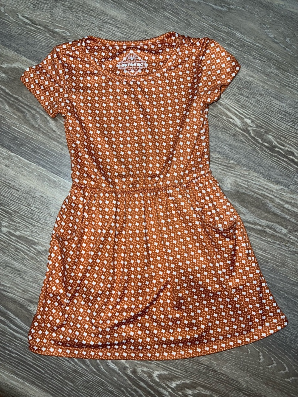 BURLEBO Youth Moxie Dress Texas shaped Orange & White 3T EUC